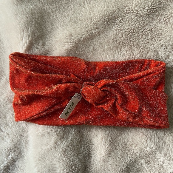 2/$20 ✨NWT Aerie Headbands Sparkly Olive Green and Red Orange Set of 2 - Picture 6 of 8
